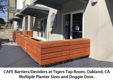 Tigers Tap Room Barrier Rolling Planters Deviders Oakland California