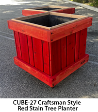 Cube 27 Craftsman Style Red Stained Rolling Planter