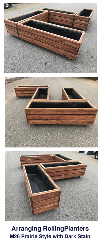 Rolling Planters can be arranged in any fashion and design.